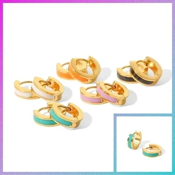 Small Huggie Earrings (Turquoise) #638 - Picture 1 of 6